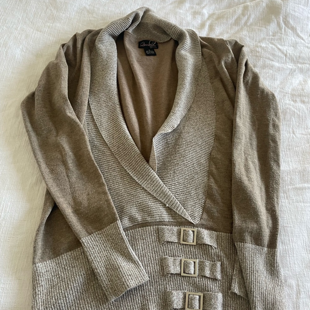 Chic Brown Cardigan with Buckle Details